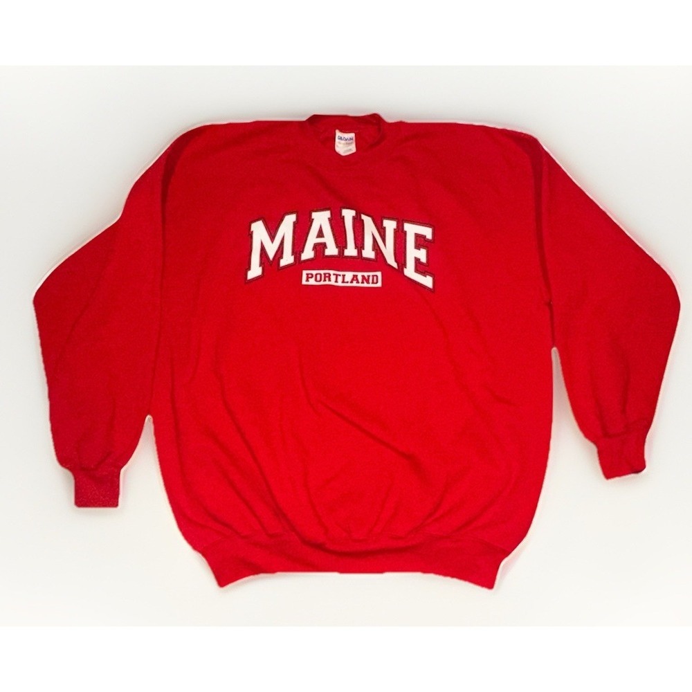 Vintage 2002 Portland Maine Red Crewneck Pullover Sweatshirt Gilan XL Unisex